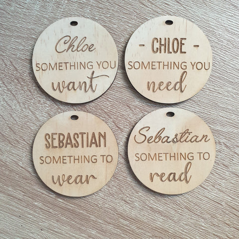 Gift Tags - Want, Need, Wear, Read