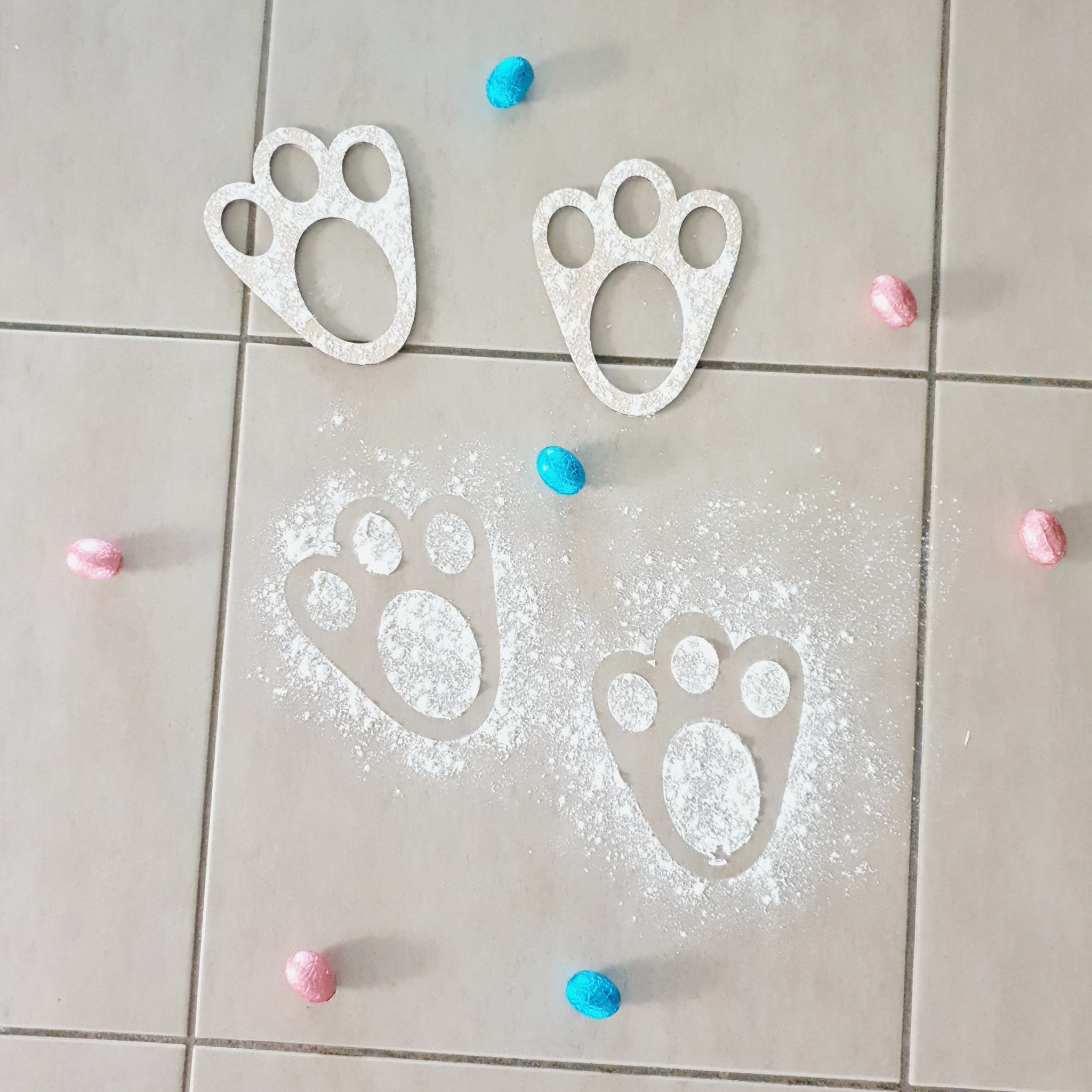 Caitzr Easter Bunny Footprint Stencil Wooden Bunny Tracks Template